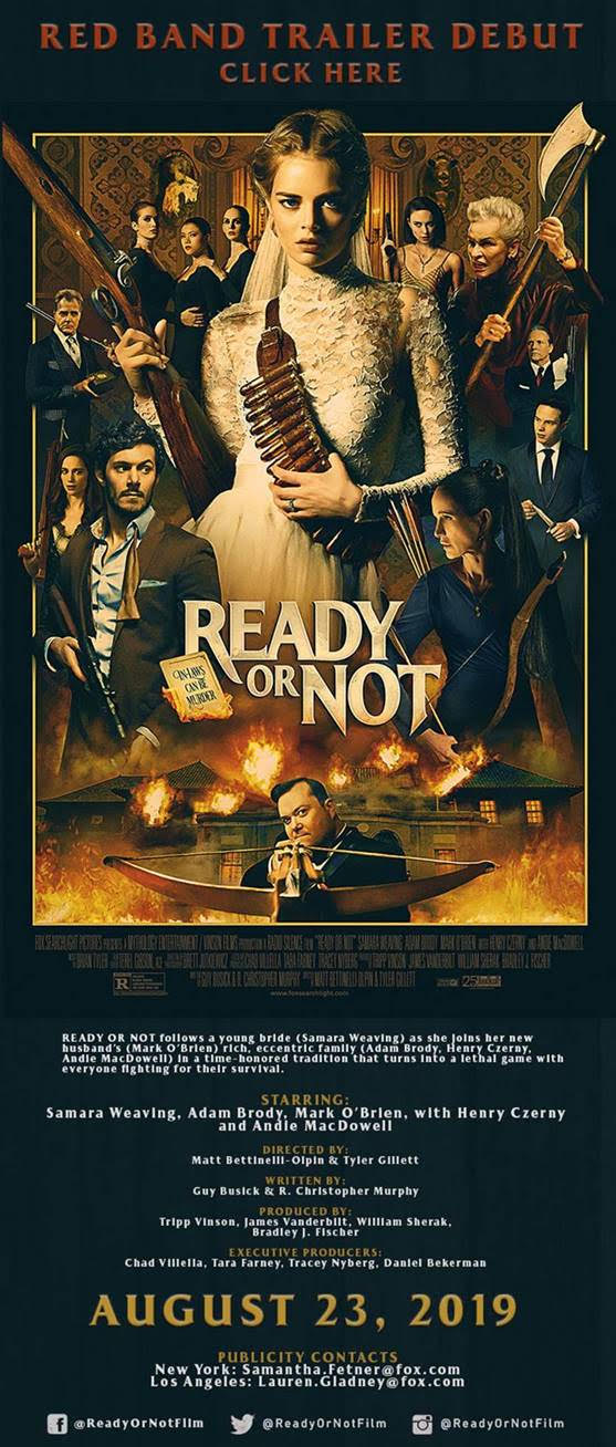 READY OR NOT Red Band Trailer & Poster Debut | Fox Searchlight Pictures | In Theaters August 23rd – Movie News