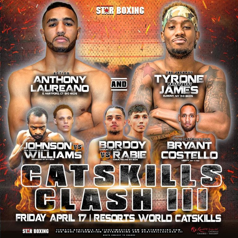 “THE JACKPOT” TYRONE “PRETTY BOY” JAMES SET TO HEADLINE  “CATSKILLS CLASH” III ON APRIL 17 – Boxing News