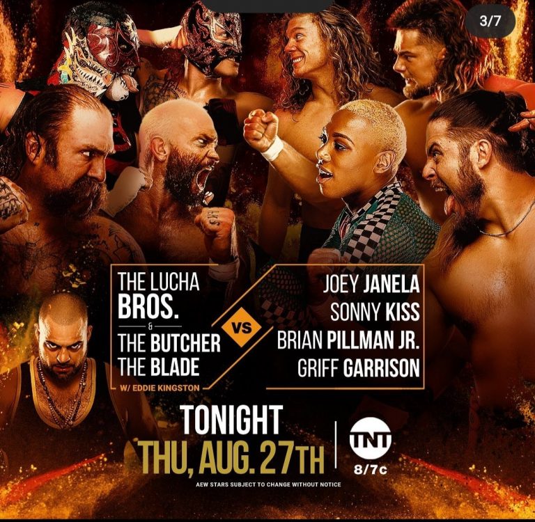 Lucha Bros and Butcher & Blade VS Joey Janela, Sonny Kiss, Brian Pillman & Griff Garrison – 8 Man Tag: AEW Dynamite (8/27) – LIVE RESULTS & PRO WRESTLING NEWS